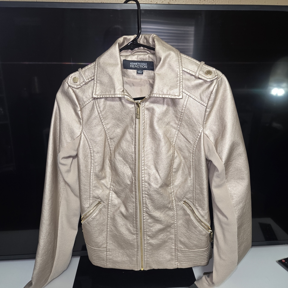 Kenneth Cole Reaction Women's Metallic Leather Jacket